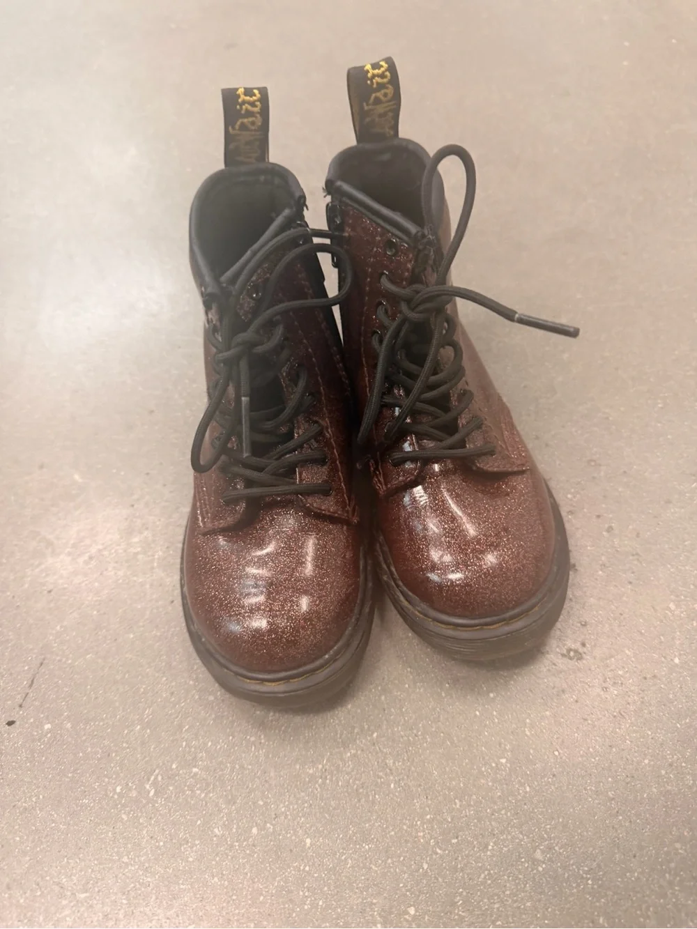 Dr. Martens Kids Glitter Pink Sparkle Lace-Up Combat Boots